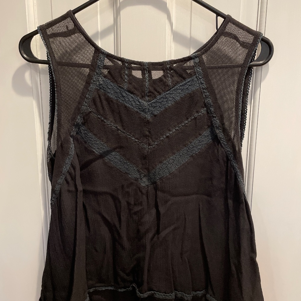 Free People Shellshock float swing black mesh lace tank top